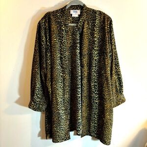 PS CAREER Sz 2X Tunic Blouse Leopard Print Long Line Made in Canada NEW WITH TAG